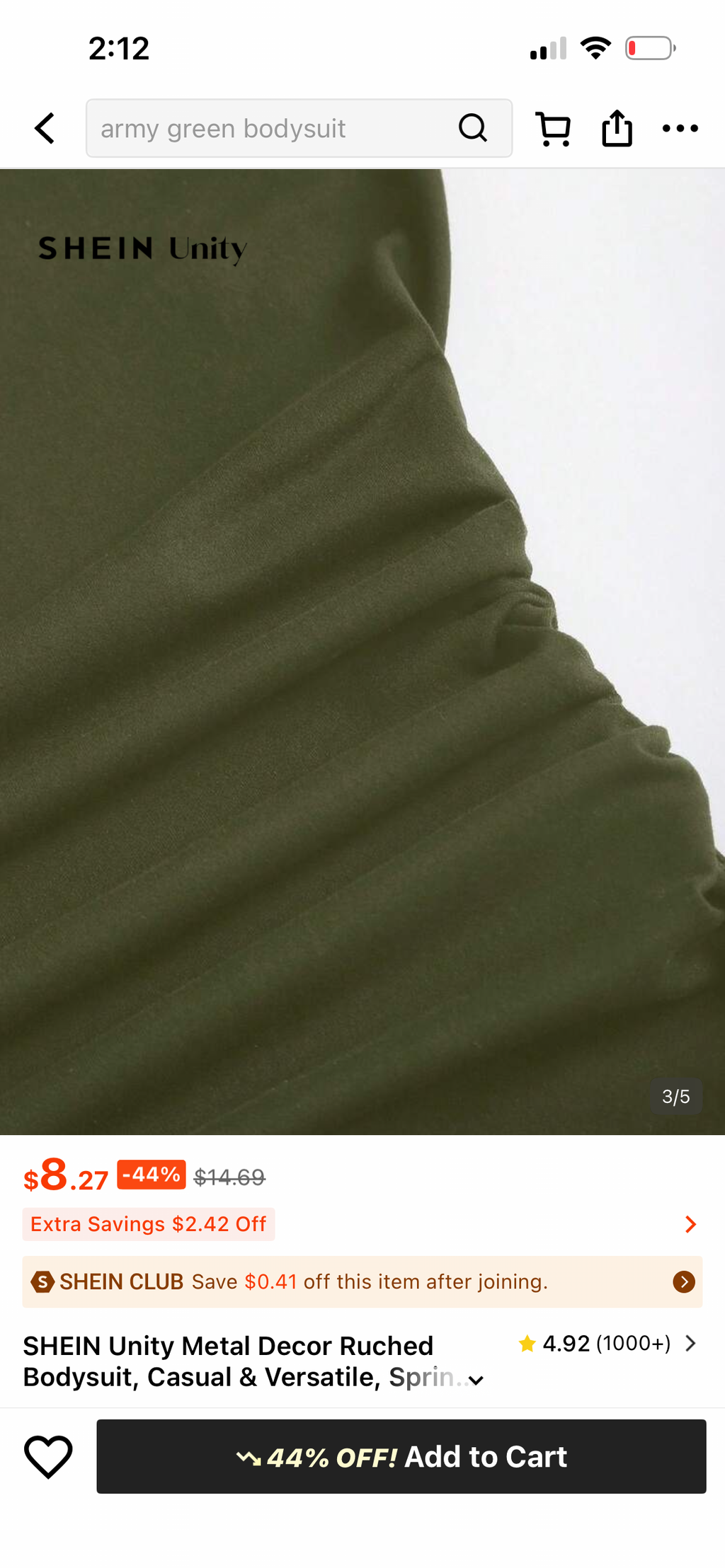 Asymmetric Ruched Bodysuit