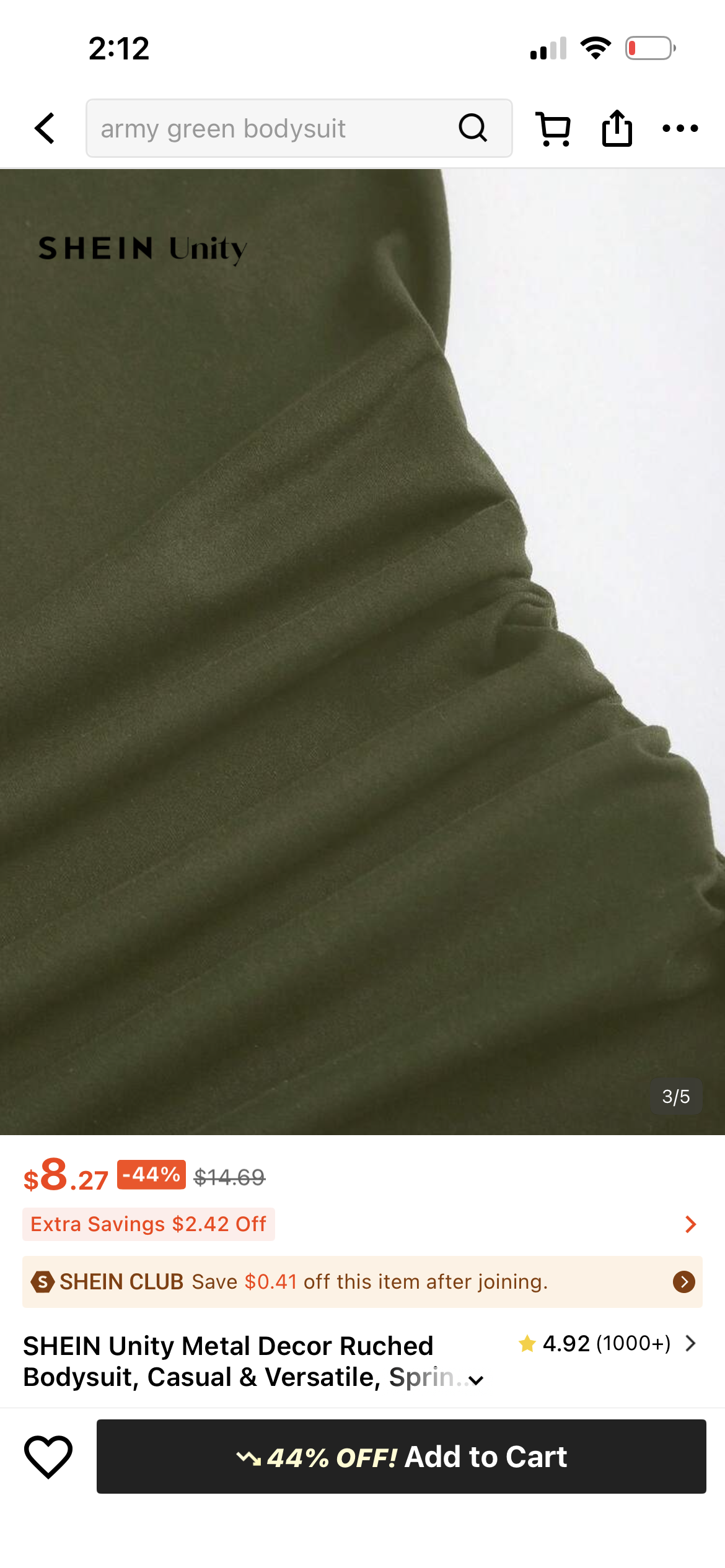 Asymmetric Ruched Bodysuit