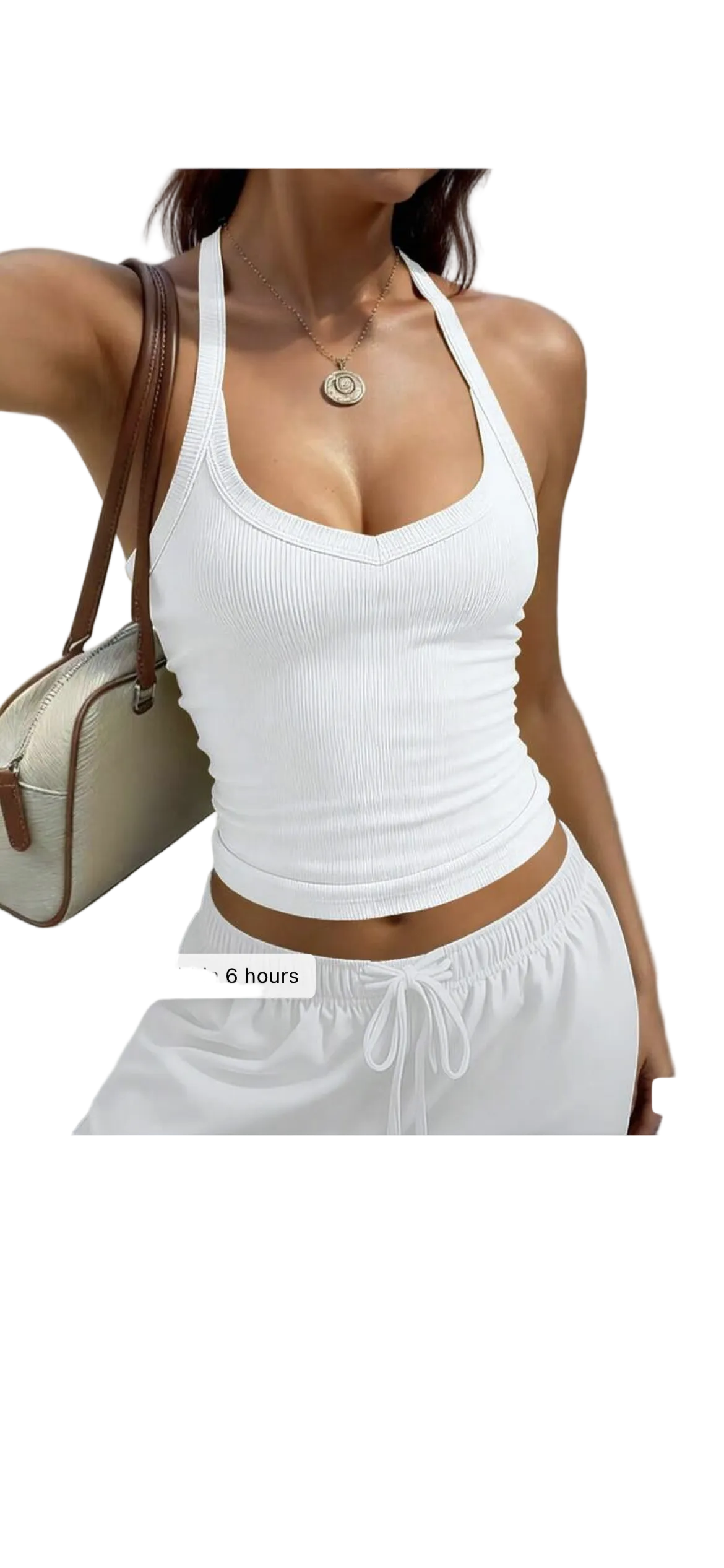 Ribbed Backless Halter Top