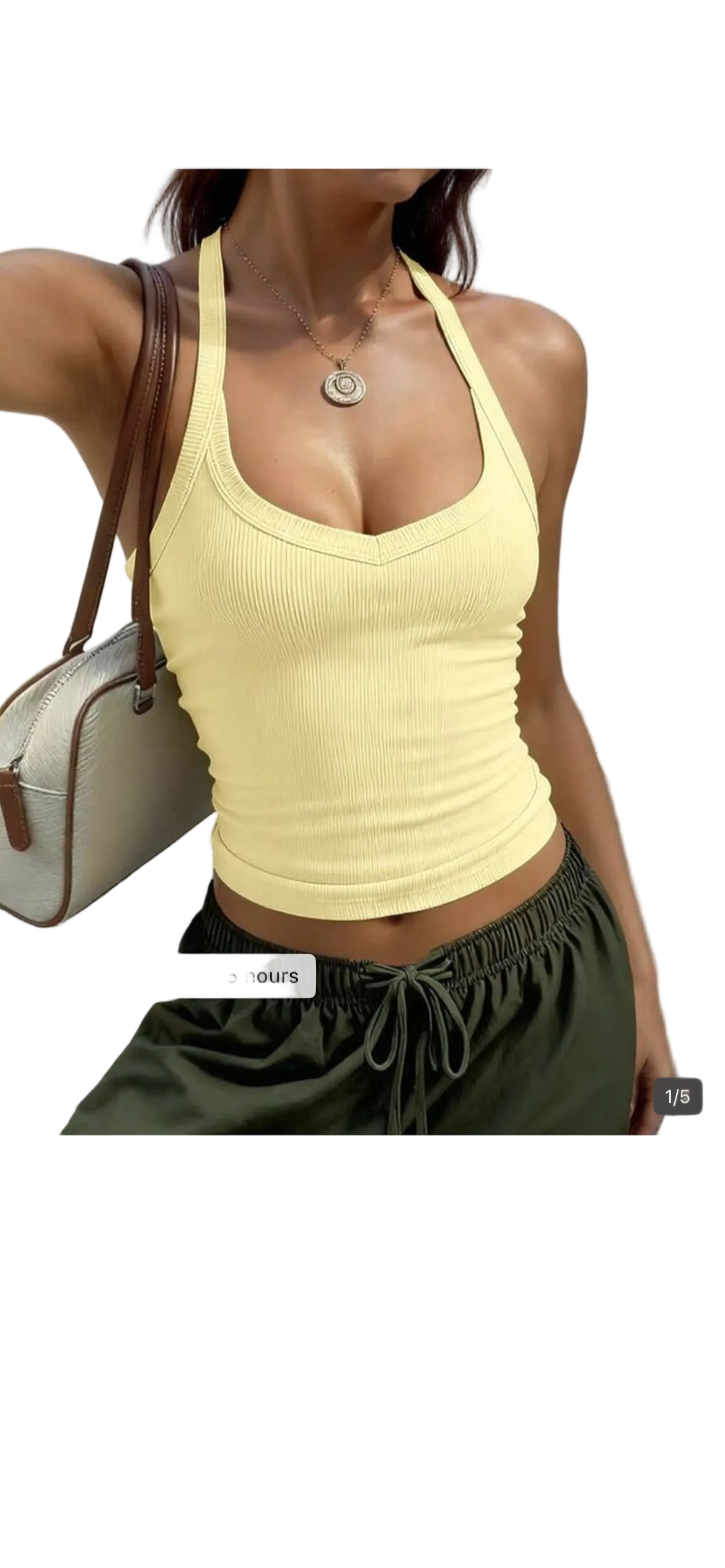 Ribbed Backless Halter Top