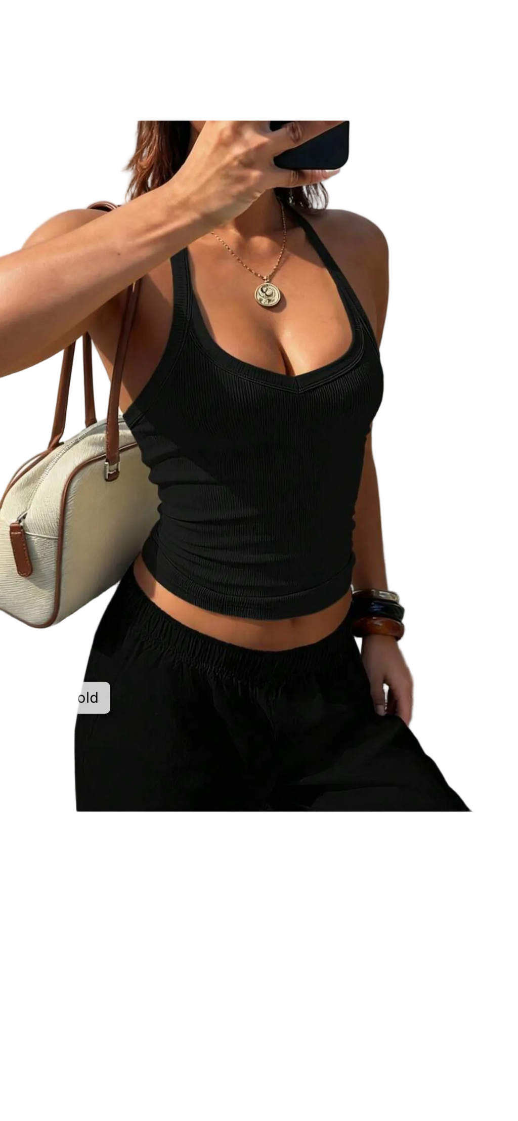 Ribbed Backless Halter Top