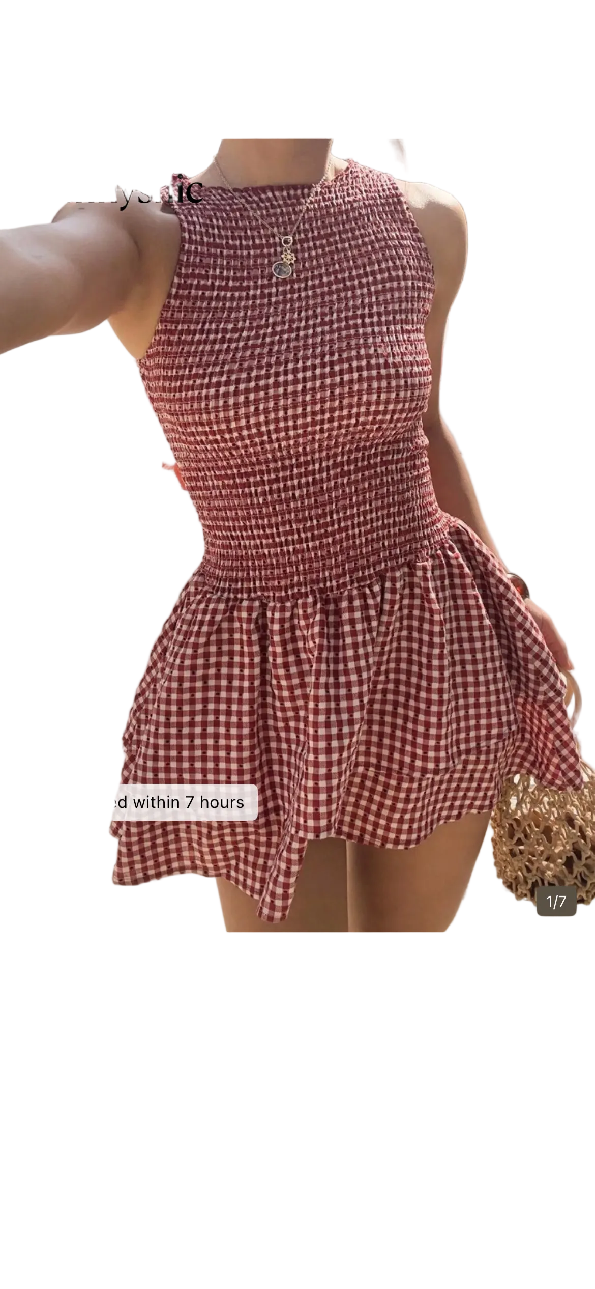 Red Plaid Belted Mini Dress