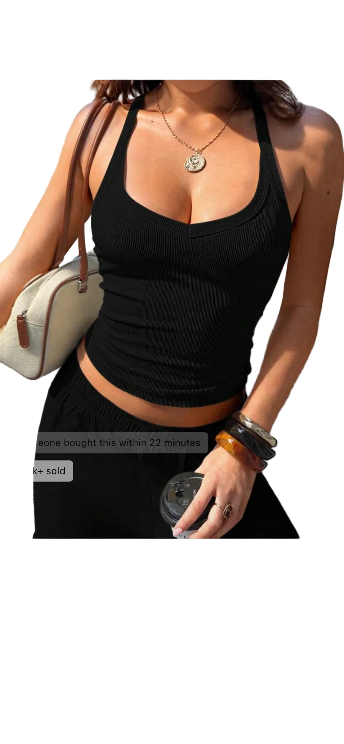 Ribbed Backless Halter Top
