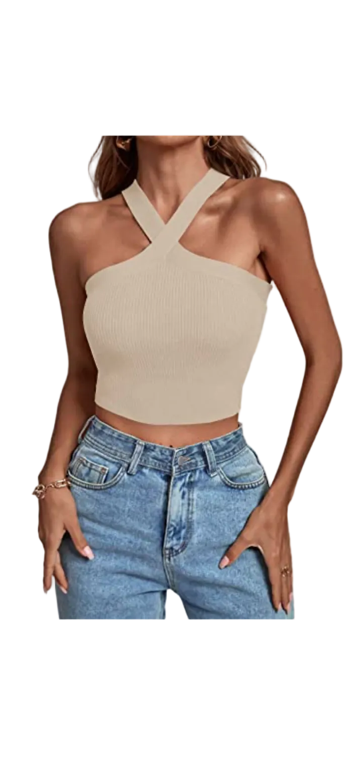 Ribbed Halter Crop Top