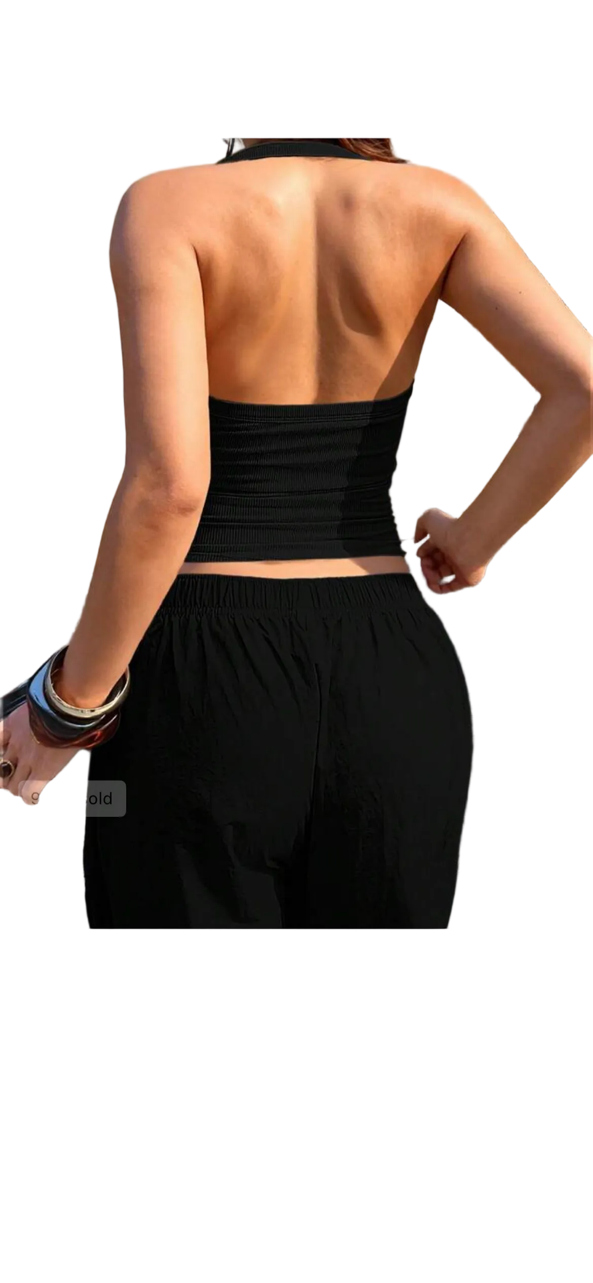 Ribbed Backless Halter Top