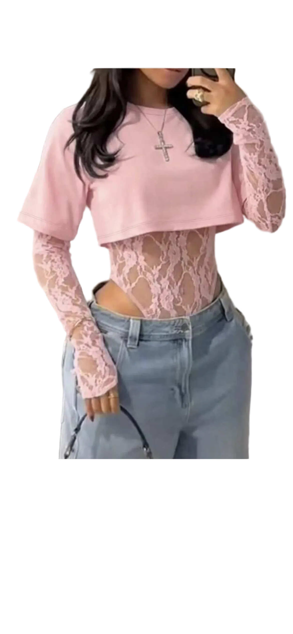 Sheer Lace Crop Top