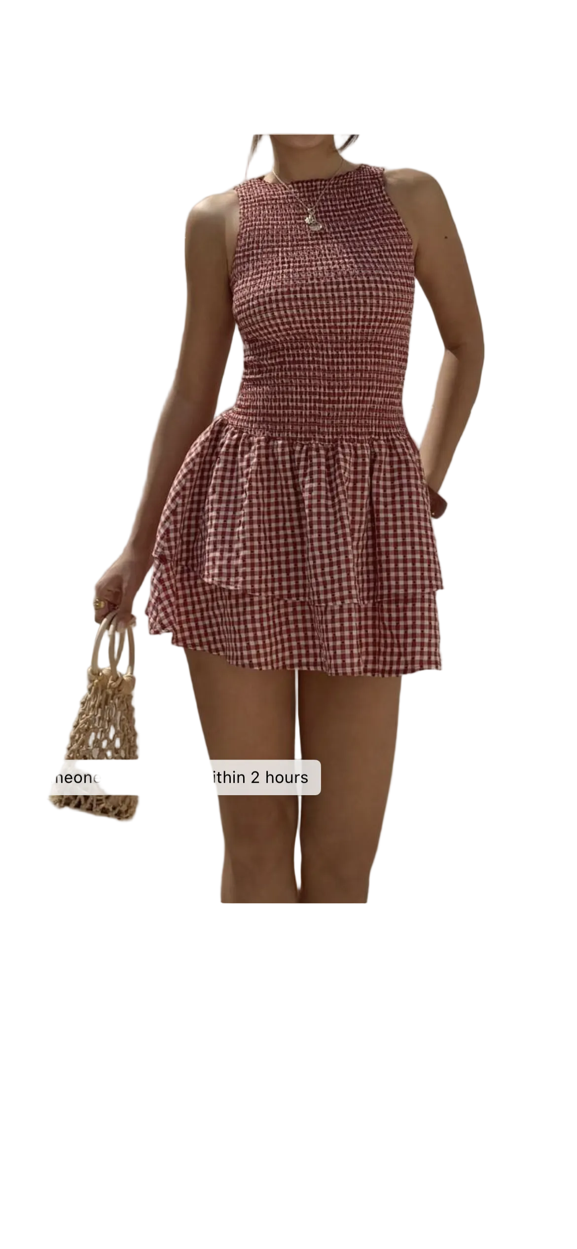 Red Plaid Belted Mini Dress