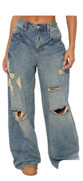 Ripped Wide-Leg Jeans