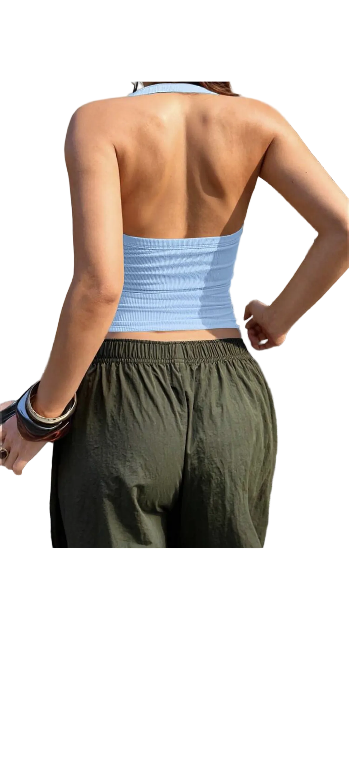 Ribbed Backless Halter Top
