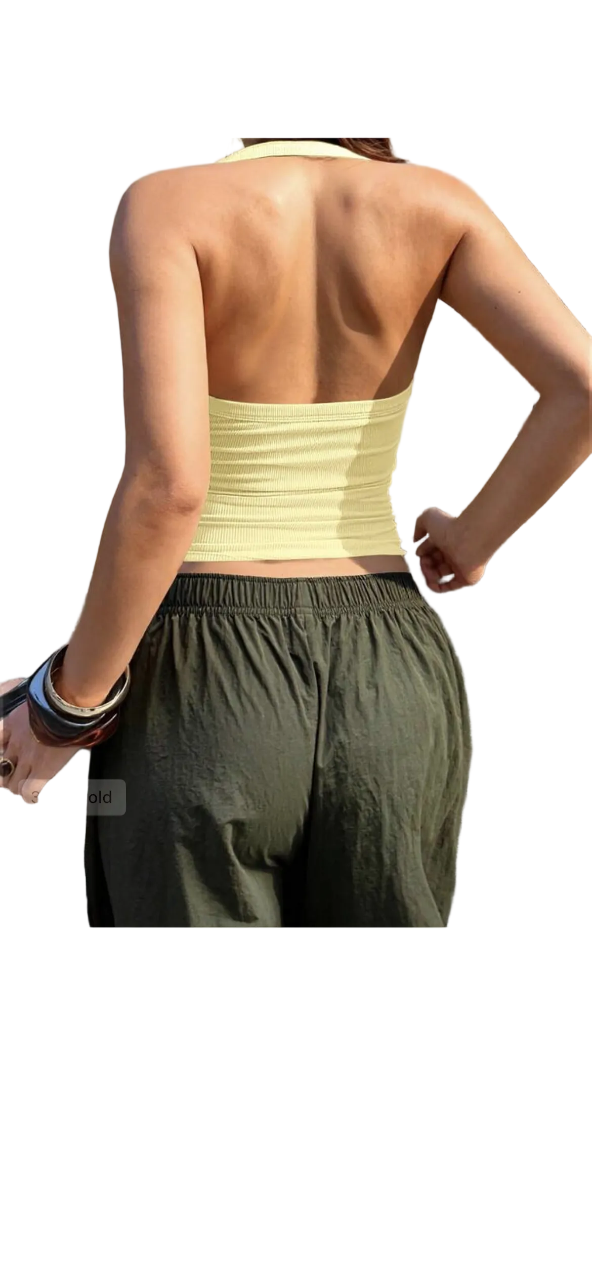 Ribbed Backless Halter Top
