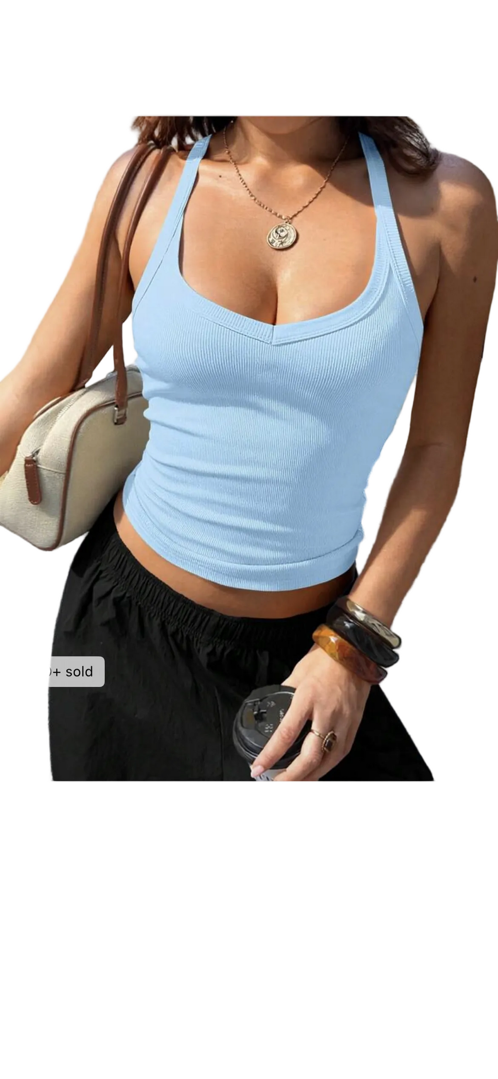 Ribbed Backless Halter Top
