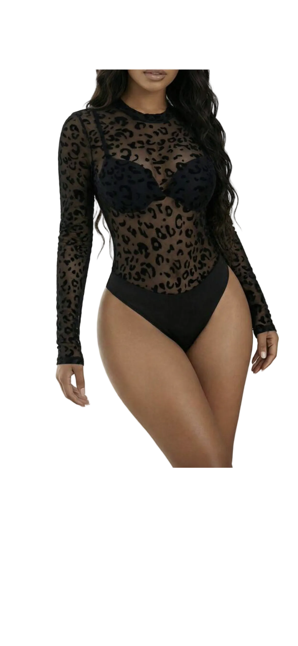 VaVaBold Leopard Print Mesh Bodysuit (Undergarments Not Included) – Sexy Club / Holiday Party Outfit for Women