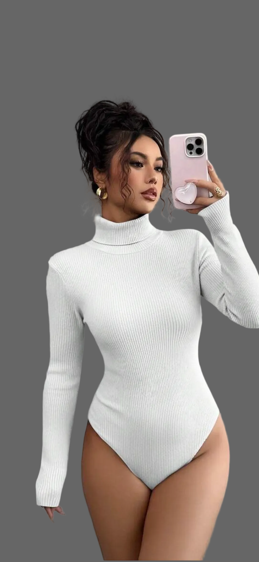 Elenzga Women’s Turtleneck Patchwork Long Sleeve Bodysuit – Fitted & Stylish