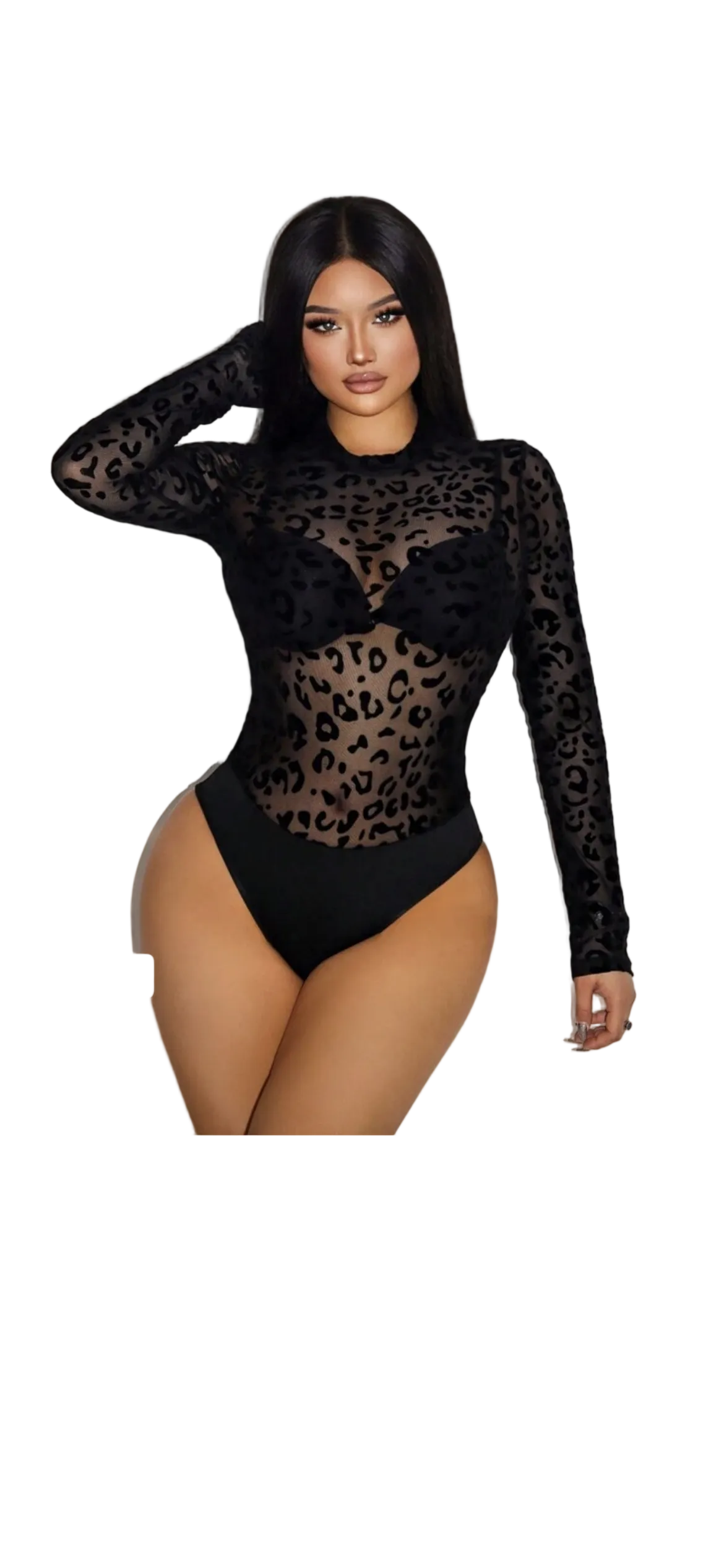 VaVaBold Leopard Print Mesh Bodysuit (Undergarments Not Included) – Sexy Club / Holiday Party Outfit for Women