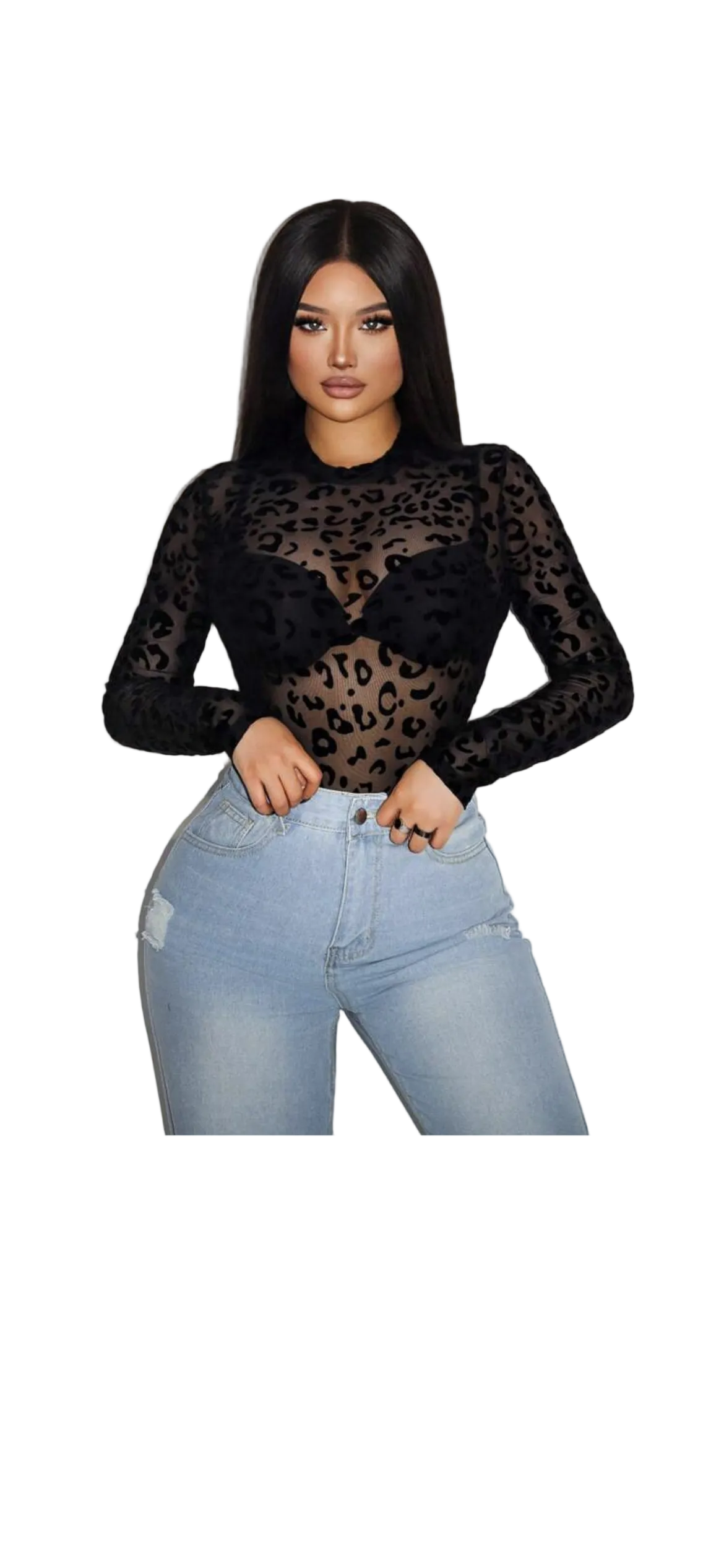 VaVaBold Leopard Print Mesh Bodysuit (Undergarments Not Included) – Sexy Club / Holiday Party Outfit for Women