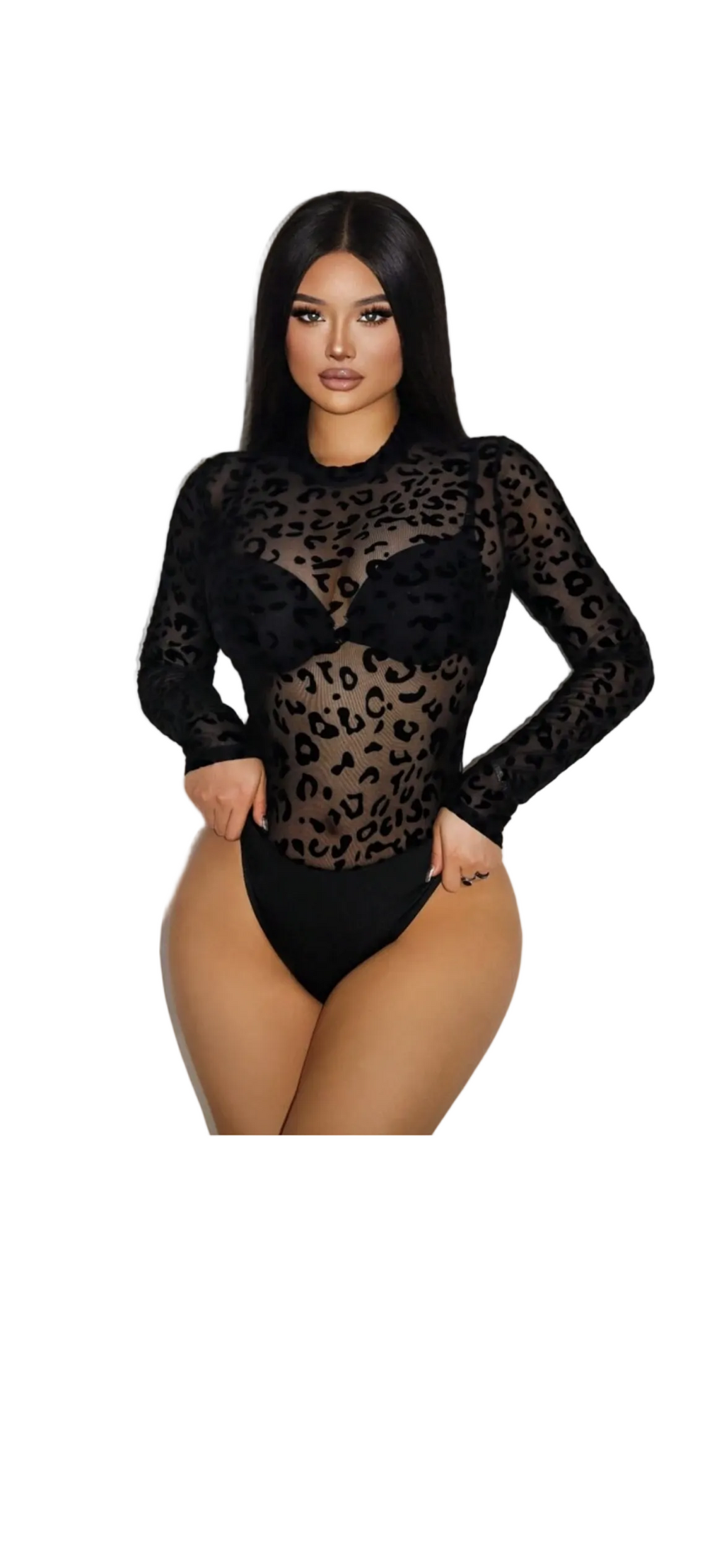 VaVaBold Leopard Print Mesh Bodysuit (Undergarments Not Included) – Sexy Club / Holiday Party Outfit for Women