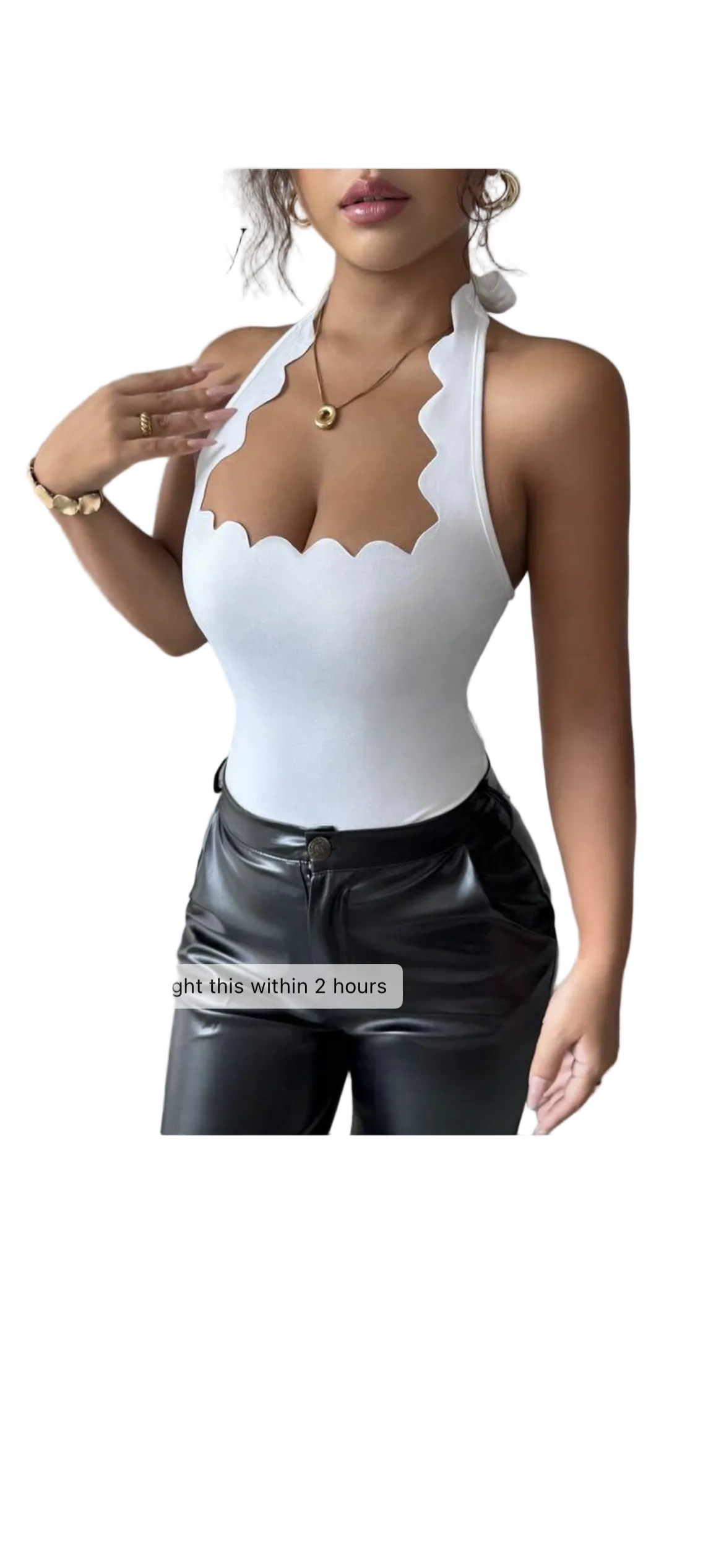 Black Halter Ruffle Bodysuit