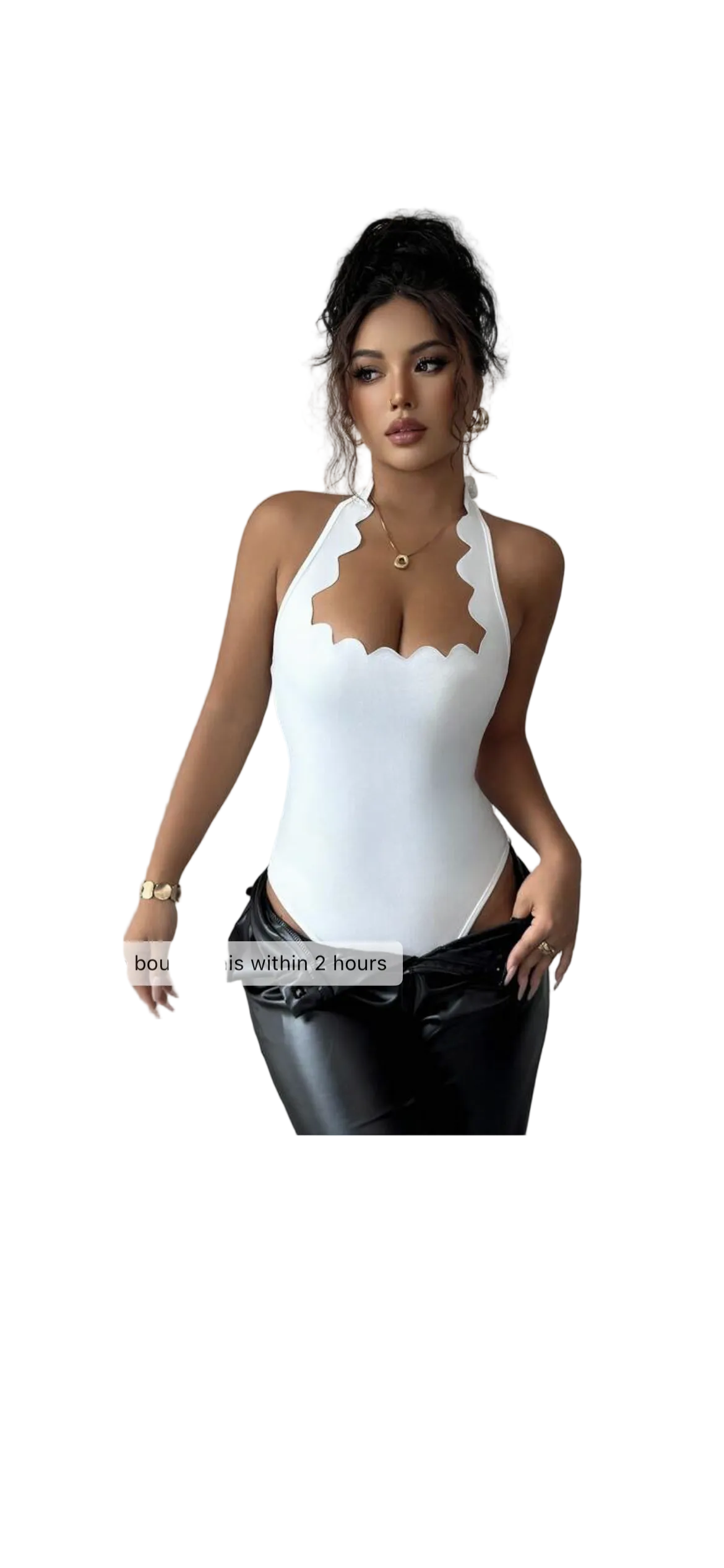 Black Halter Ruffle Bodysuit