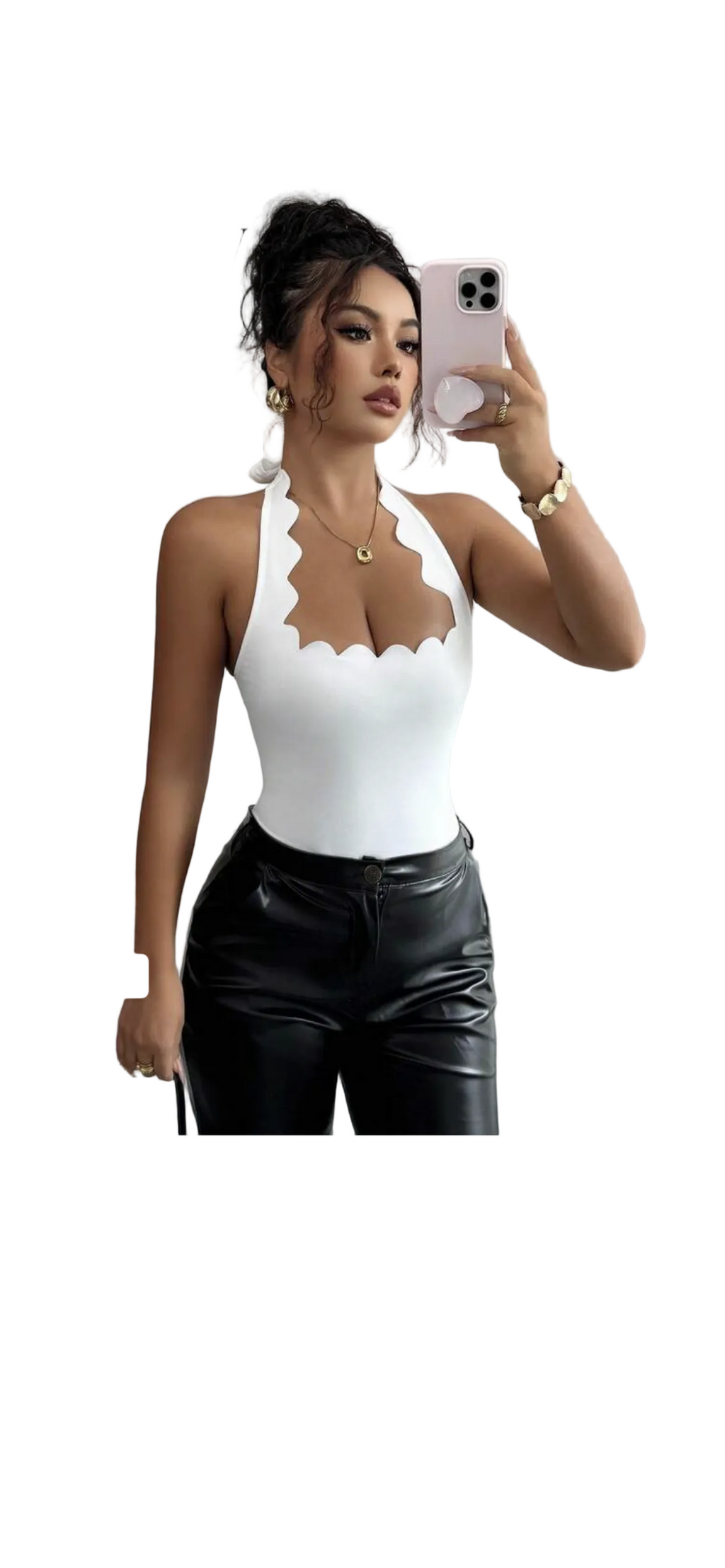Black Halter Ruffle Bodysuit