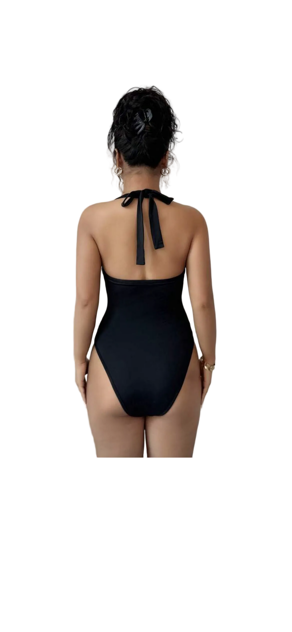 Black Halter Ruffle Bodysuit