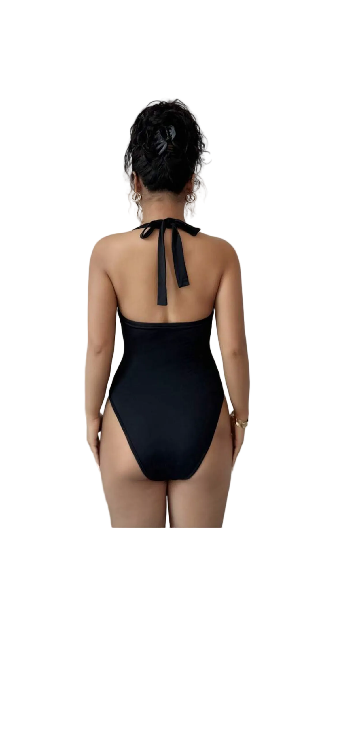 Black Halter Ruffle Bodysuit