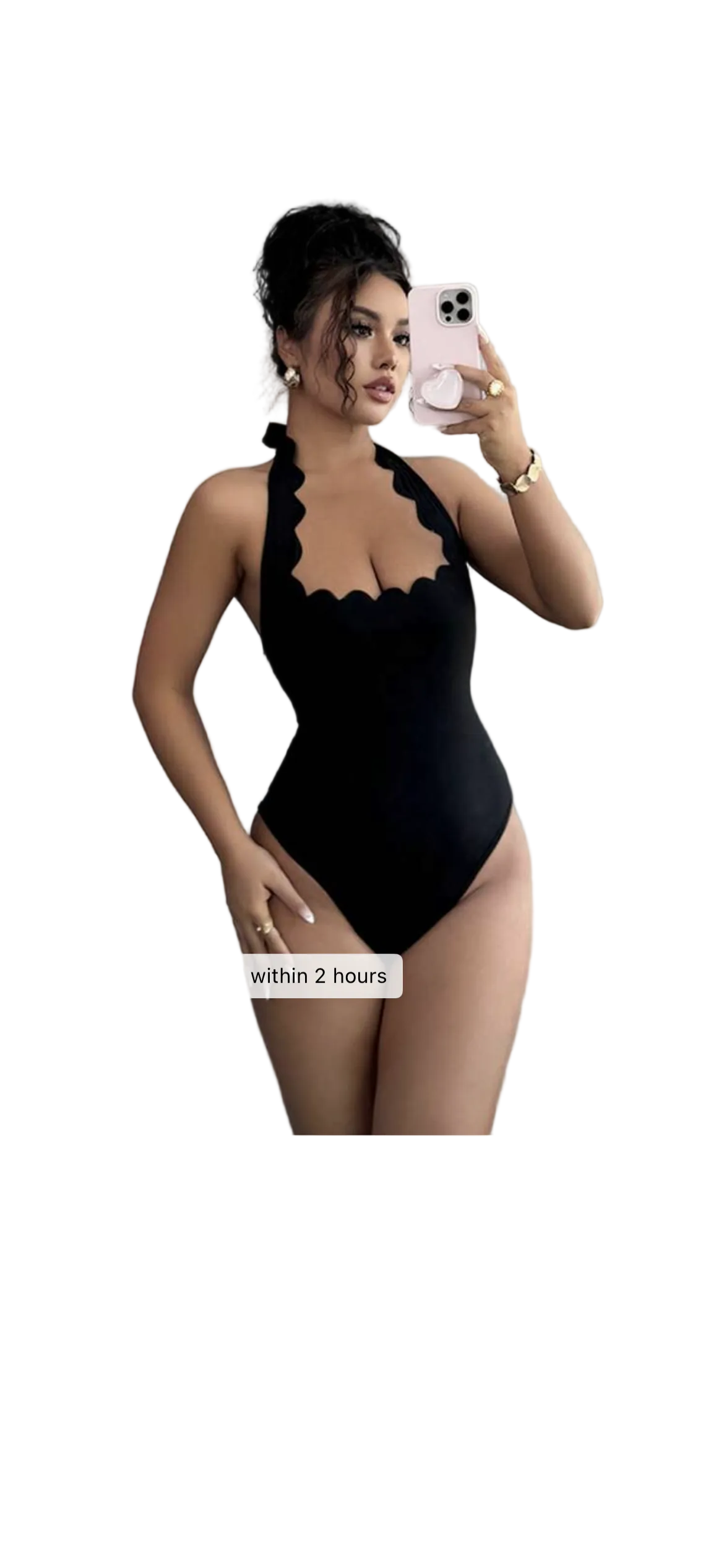 Black Halter Ruffle Bodysuit