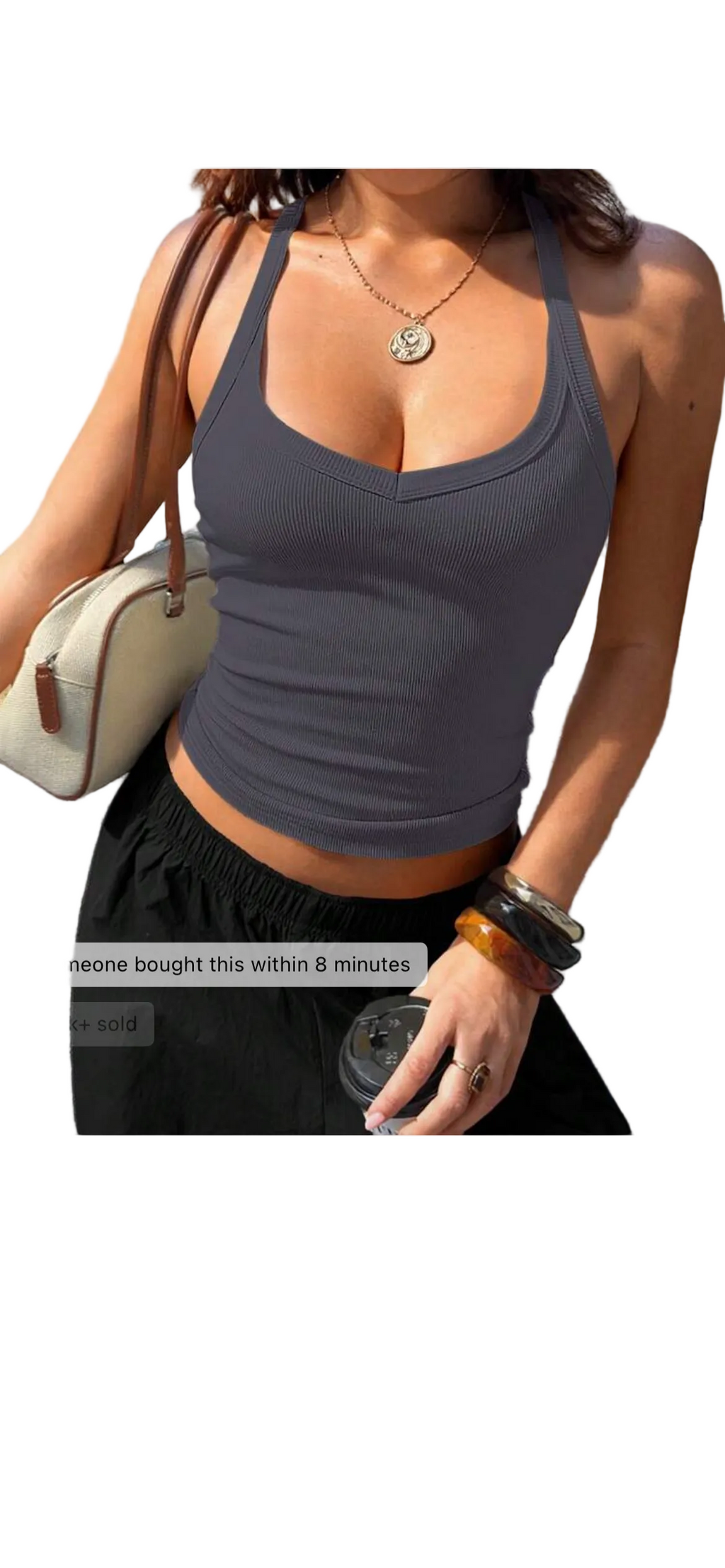 Ribbed Backless Halter Top