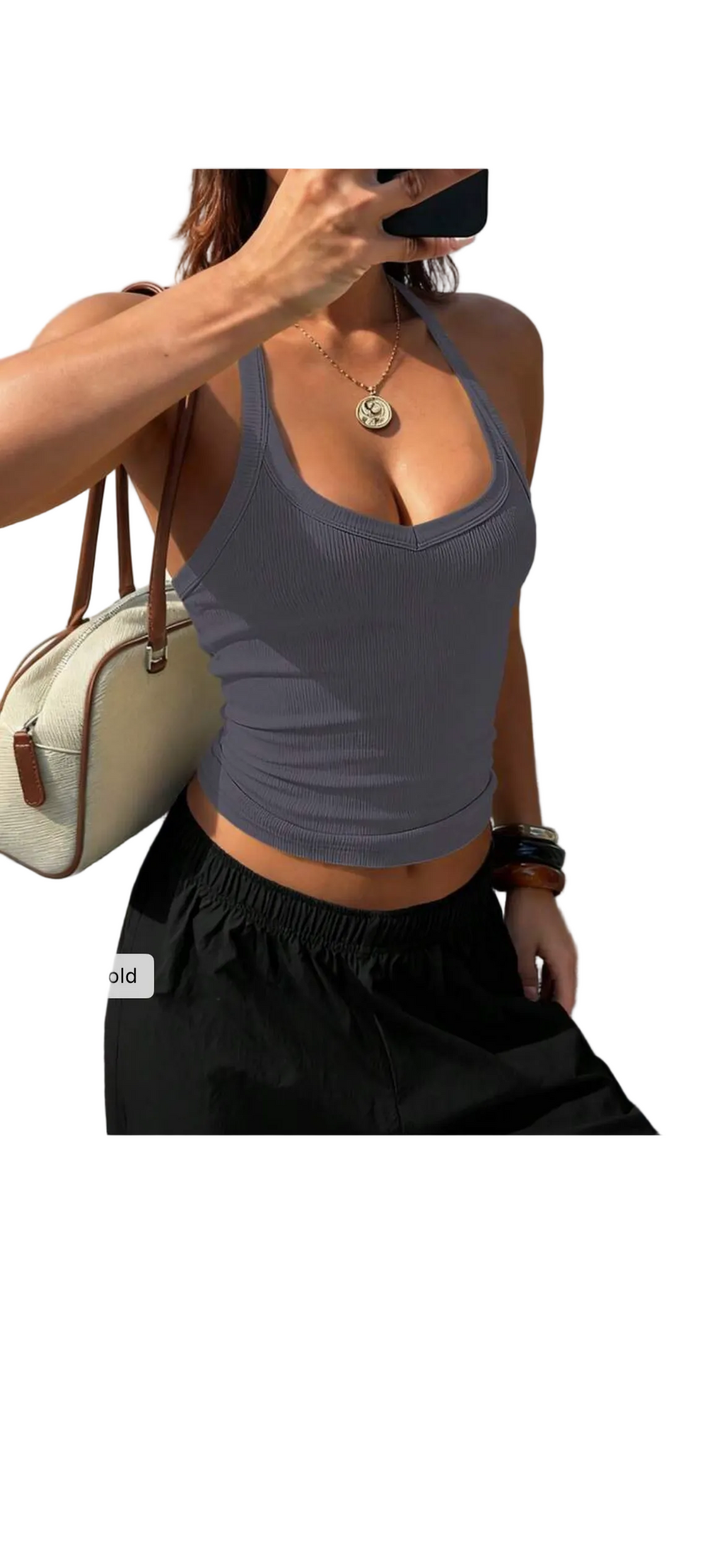 Ribbed Backless Halter Top